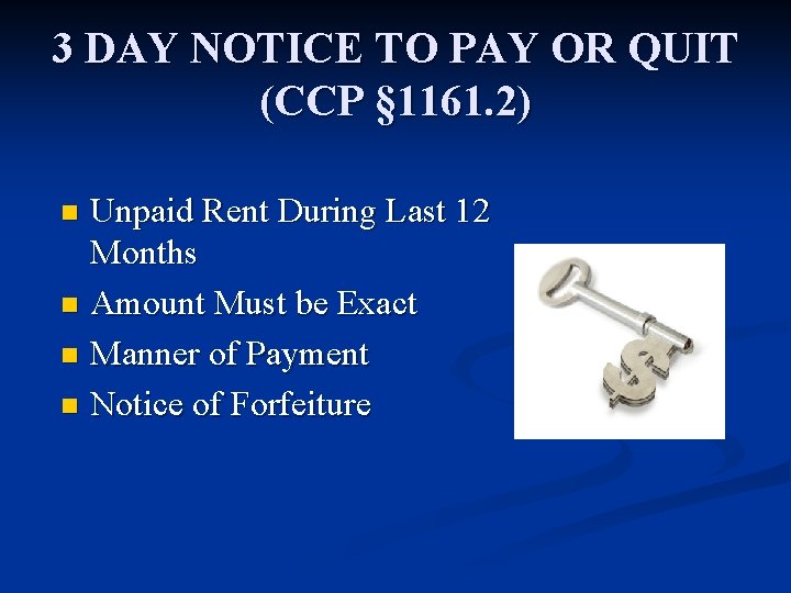 3 DAY NOTICE TO PAY OR QUIT (CCP § 1161. 2) Unpaid Rent During