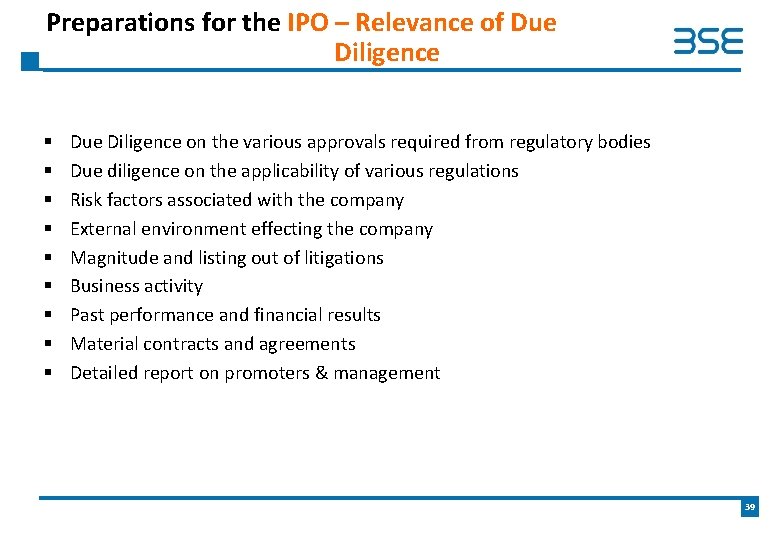Preparations for the IPO – Relevance of Due Diligence § § § § §