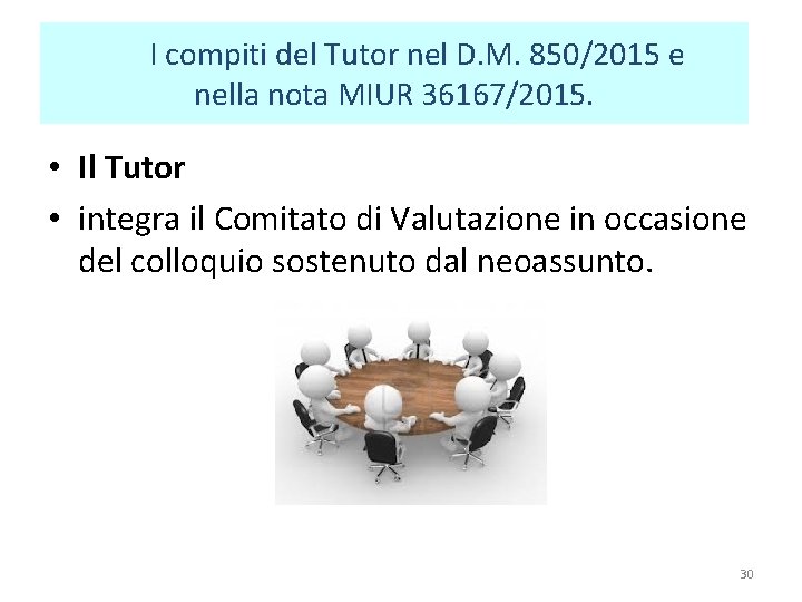  I compiti del Tutor nel D. M. 850/2015 e nella nota MIUR 36167/2015.