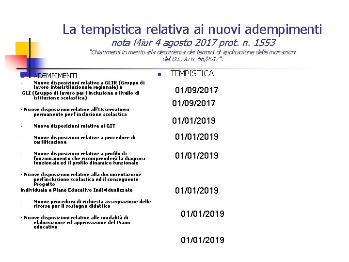 La tempistica relativa ai nuovi adempimenti nota Miur 4 agosto 2017 prot. n. 1553