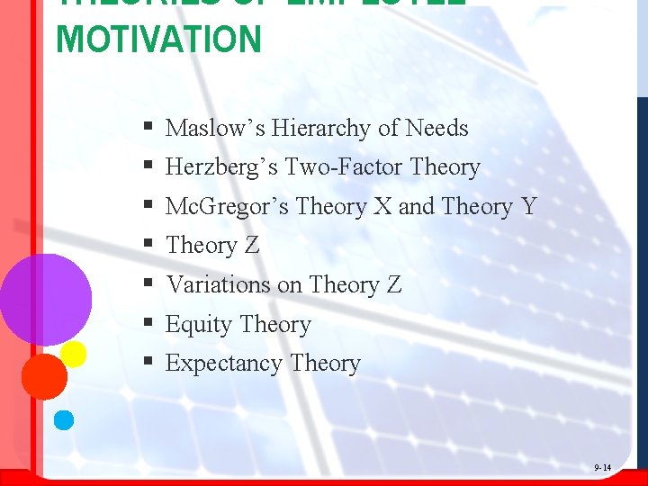 THEORIES OF EMPLOYEE MOTIVATION § § § § Maslow’s Hierarchy of Needs Herzberg’s Two-Factor