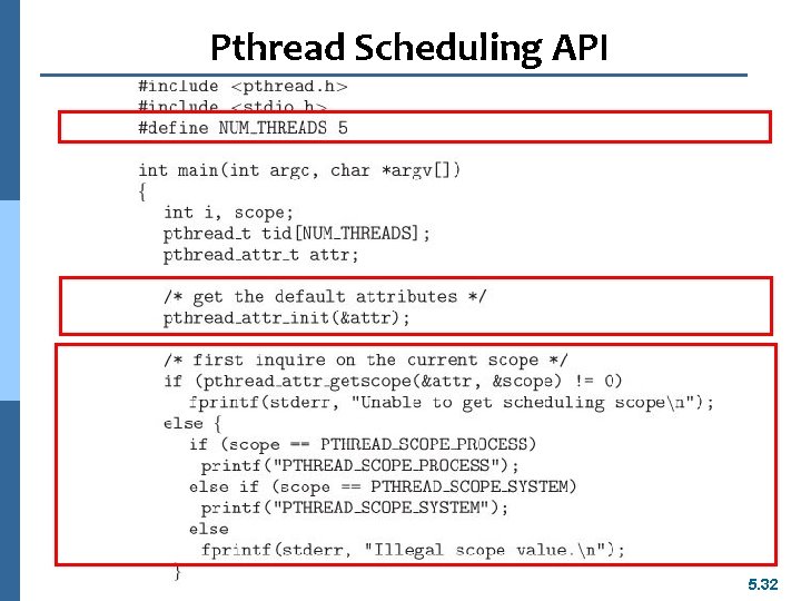 Pthread Scheduling API 5. 32 