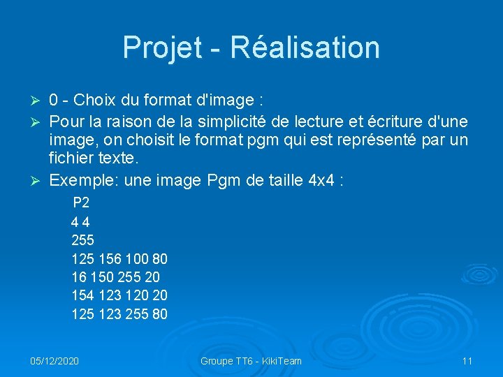 Projet - Réalisation 0 - Choix du format d'image : Ø Pour la raison