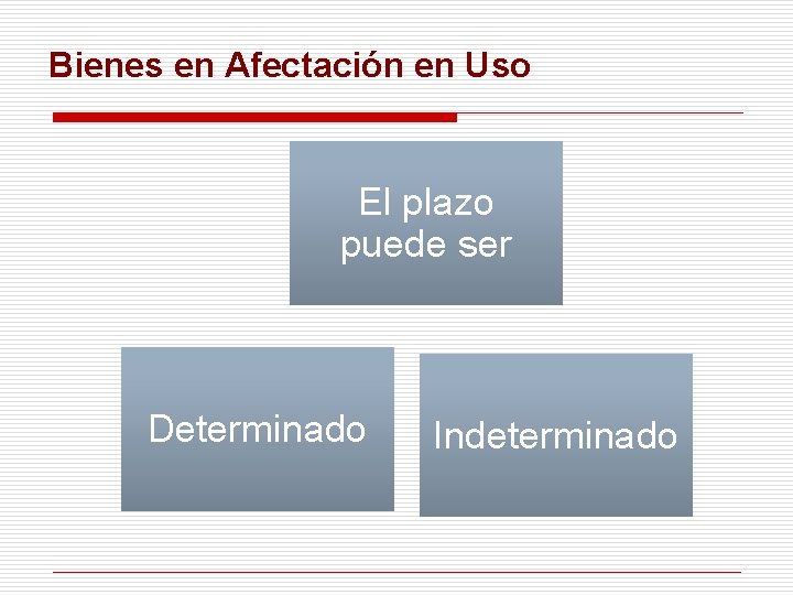 Bienes en Afectación en Uso El plazo puede ser Determinado Indeterminado 