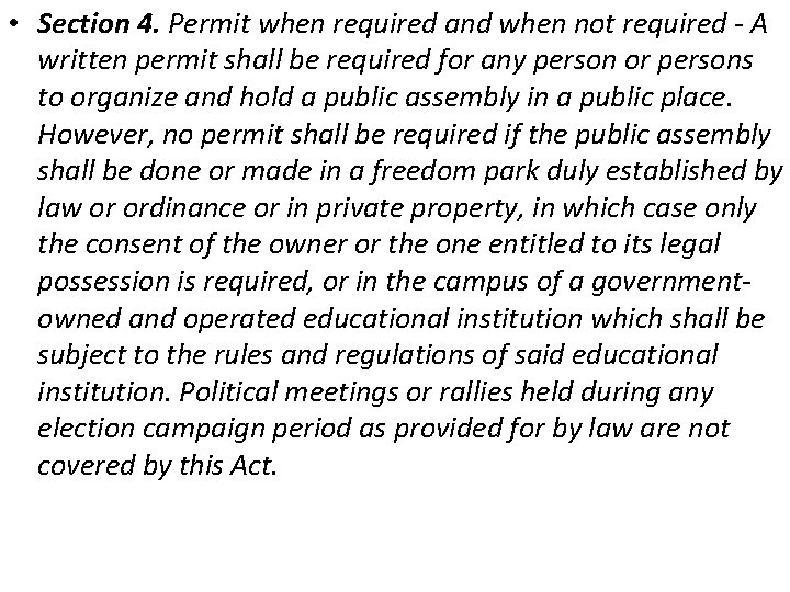  • Section 4. Permit when required and when not required - A written