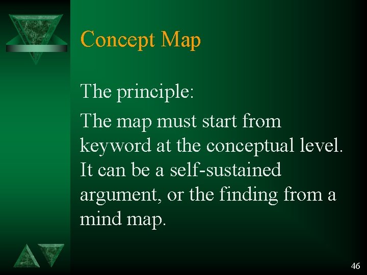 Concept Map The principle: The map must start from keyword at the conceptual level. Concept Map The principle: The map must start from keyword at the conceptual level.