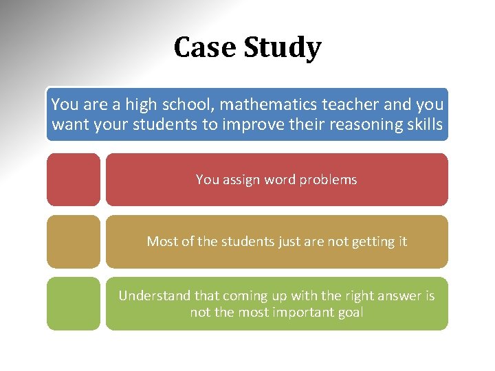 Case Study You are a high school, mathematics teacher and you want your students