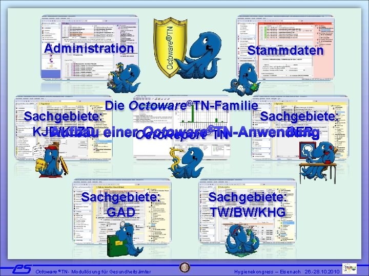 Administration Stammdaten Die Octoware®TN-Familie Sachgebiete: BER KJD/KJZD Aufbau einer. Octo. Report Octoware®®TN TN-Anwendung Sachgebiete: