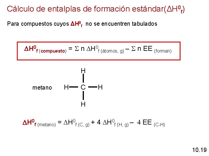 Cálculo de entalpías de formación estándar(ΔH 0 f) Para compuestos cuyos ΔH 0 f