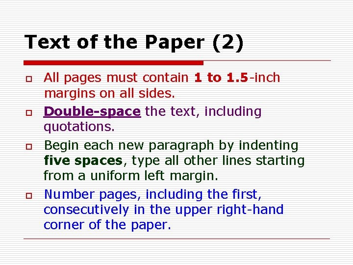 Text of the Paper (2) o o All pages must contain 1 to 1.