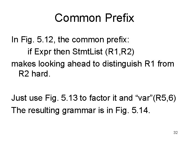 Common Prefix In Fig. 5. 12, the common prefix: if Expr then Stmt. List