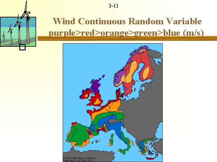 3 -11 Wind Continuous Random Variable purple>red>orange>green>blue (m/s) � 