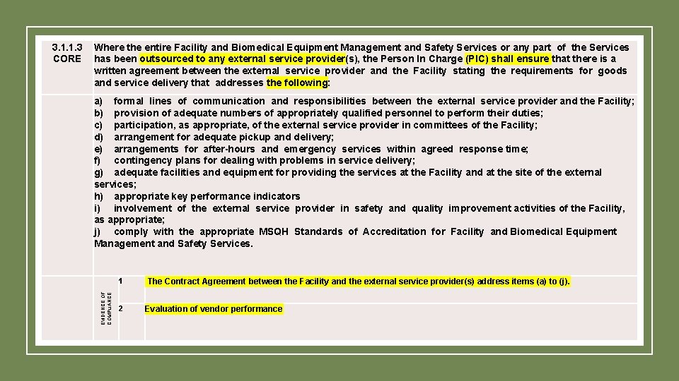 3. 1. 1. 3 CORE Where the entire Facility and Biomedical Equipment Management and 3. 1. 1. 3 CORE Where the entire Facility and Biomedical Equipment Management and
