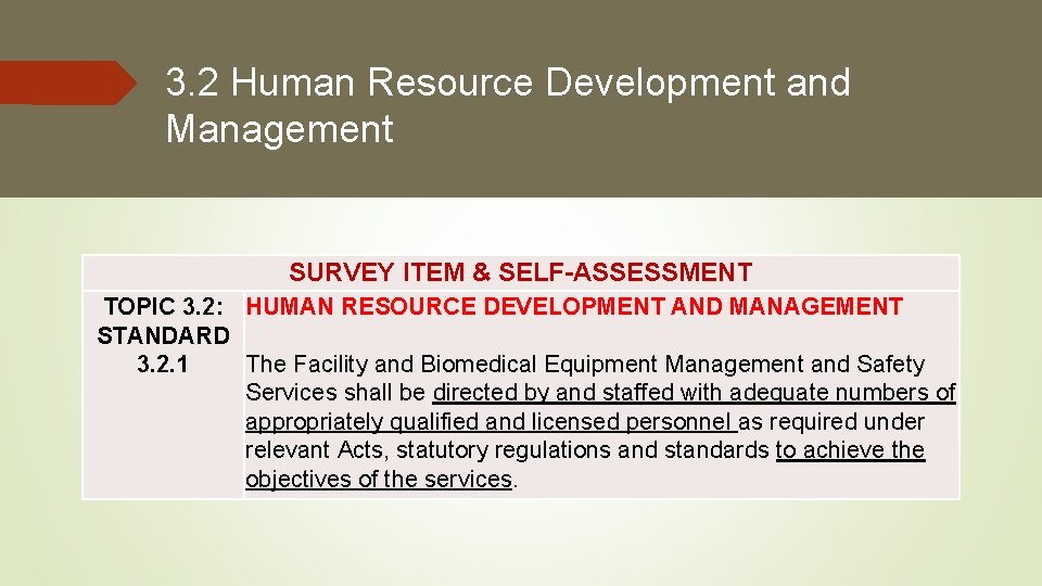 3. 2 Human Resource Development and Management SURVEY ITEM & SELF-ASSESSMENT TOPIC 3. 2: 3. 2 Human Resource Development and Management SURVEY ITEM & SELF-ASSESSMENT TOPIC 3. 2: