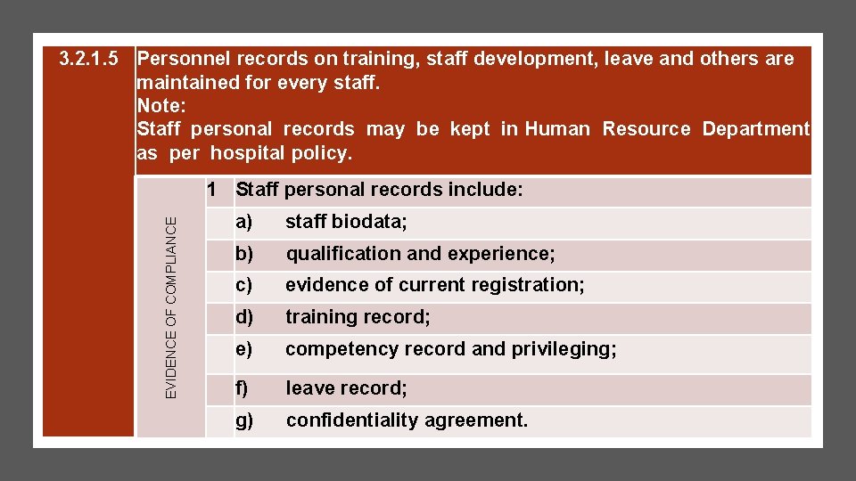 3. 2. 1. 5 Personnel records on training, staff development, leave and others are 3. 2. 1. 5 Personnel records on training, staff development, leave and others are