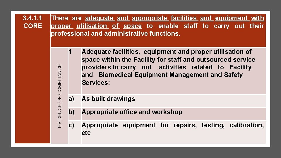 There adequate and appropriate facilities and equipment with proper utilisation of space to enable There adequate and appropriate facilities and equipment with proper utilisation of space to enable
