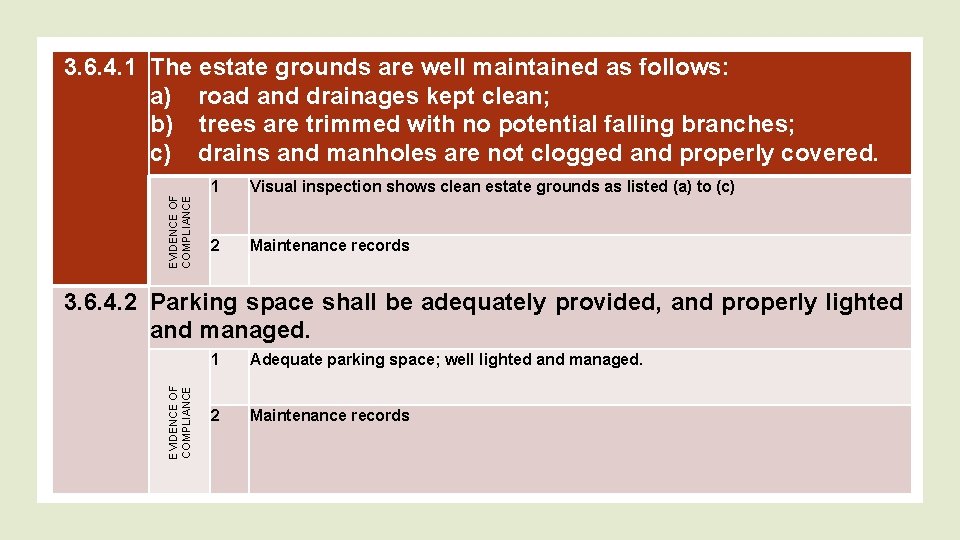 EVIDENCE OF COMPLIANCE 3. 6. 4. 1 The estate grounds are well maintained as EVIDENCE OF COMPLIANCE 3. 6. 4. 1 The estate grounds are well maintained as