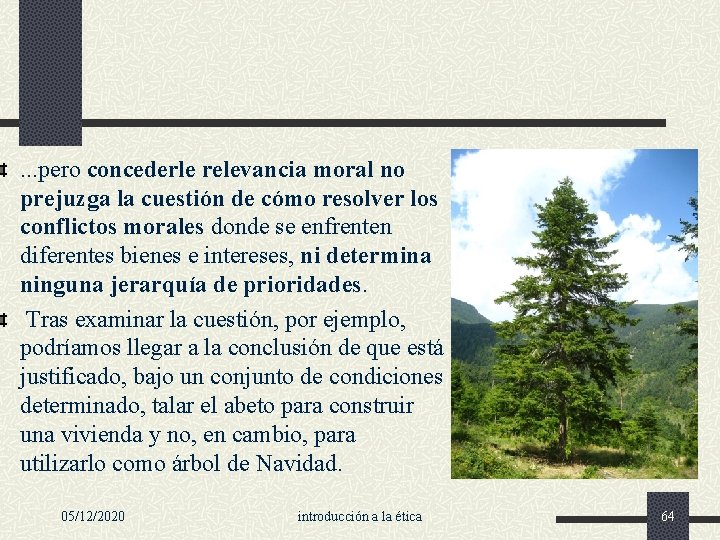 . . . pero concederle relevancia moral no prejuzga la cuestión de cómo resolver