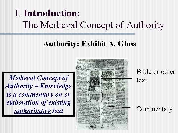 I. Introduction: The Medieval Concept of Authority: Exhibit A. Gloss Medieval Concept of Authority