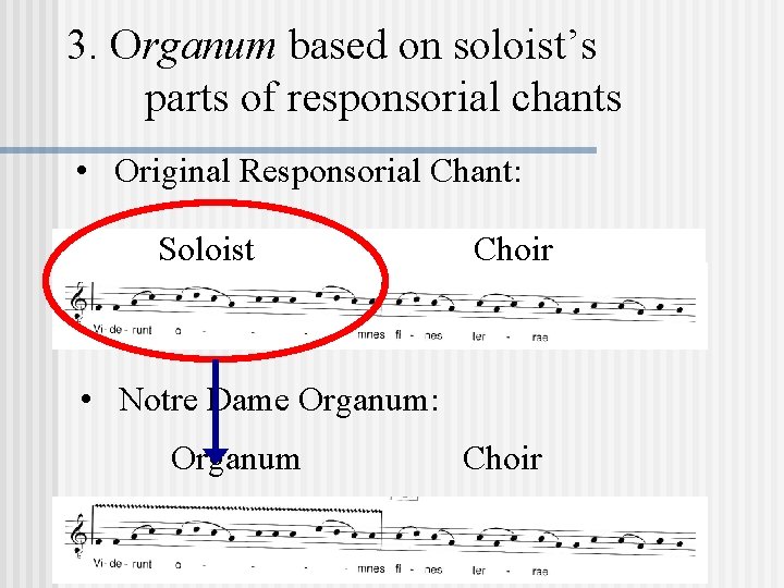 3. Organum based on soloist’s parts of responsorial chants • Original Responsorial Chant: Soloist