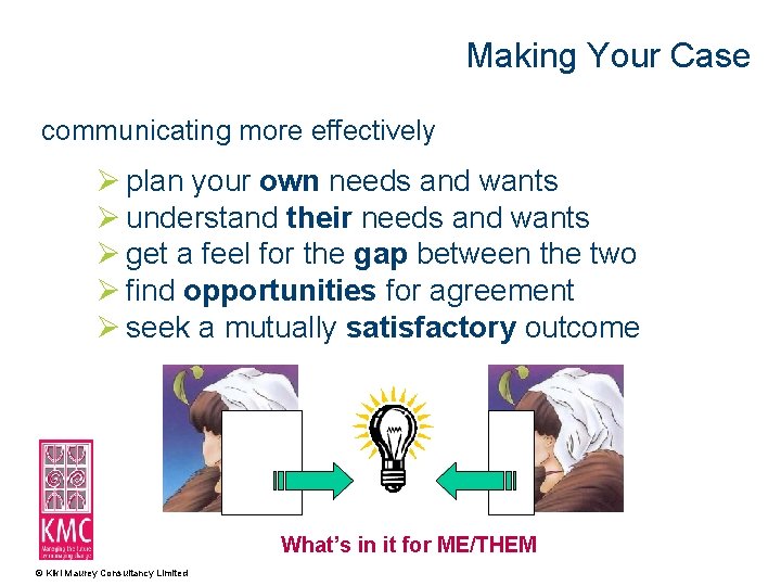 Making Your Case communicating more effectively Ø plan your own needs and wants Ø