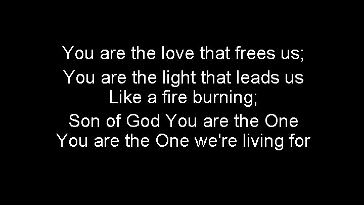 You are the love that frees us; You are the light that leads us