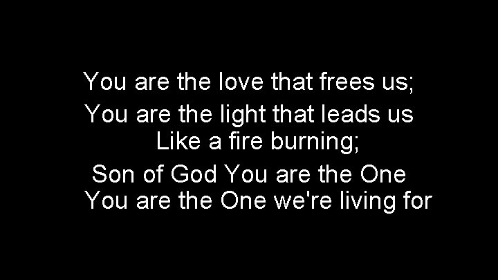 You are the love that frees us; You are the light that leads us