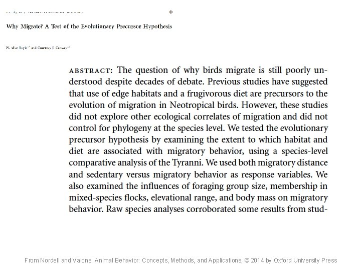From Nordell and Valone, Animal Behavior: Concepts, Methods, and Applications, © 2014 by Oxford