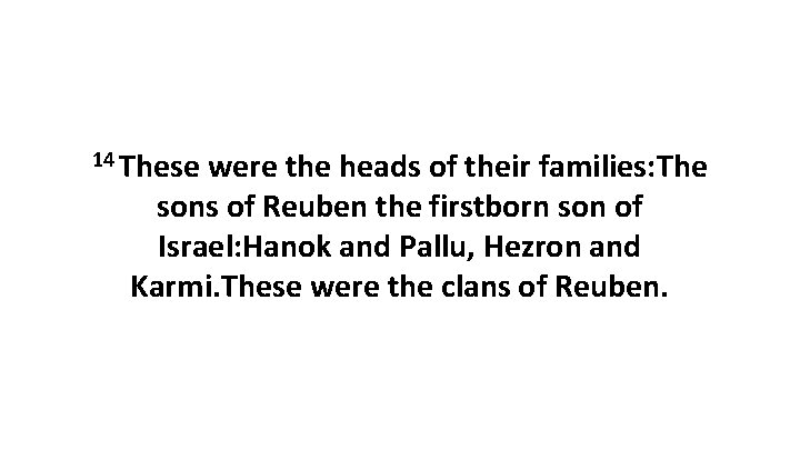 14 These were the heads of their families: The sons of Reuben the firstborn