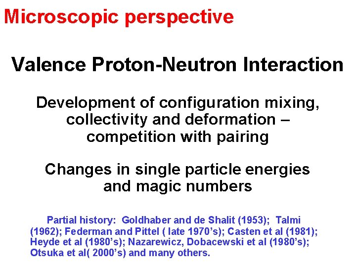 Microscopic perspective Valence Proton-Neutron Interaction Development of configuration mixing, collectivity and deformation – competition