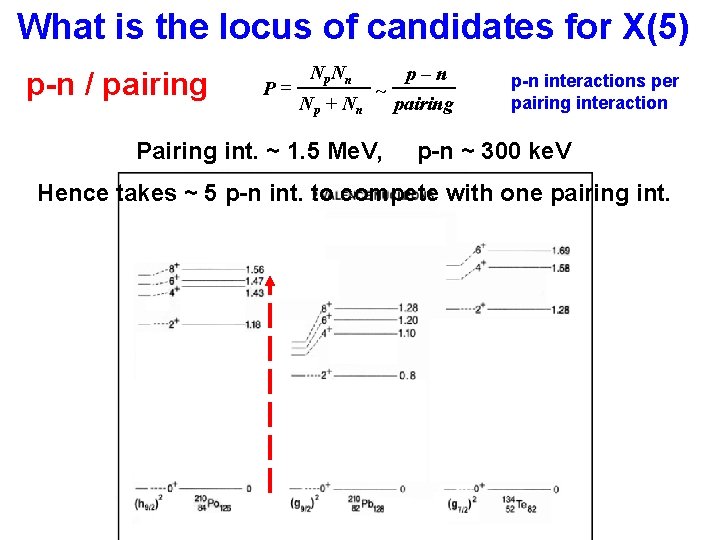 What is the locus of candidates for X(5) p-n / pairing P= Np Nn