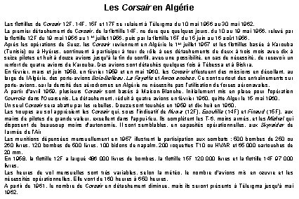 Les Corsair en Algérie Les flottilles de Corsair 12 F, 14 F, 15 F