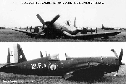 Corsair AU-1 de la flottille 12 F sur le ventre, le 2 mai 1960