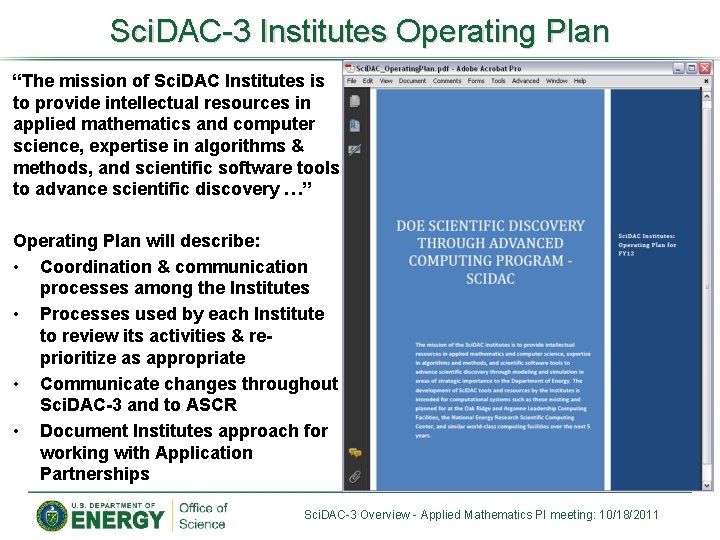 Sci. DAC-3 Institutes Operating Plan “The mission of Sci. DAC Institutes is to provide