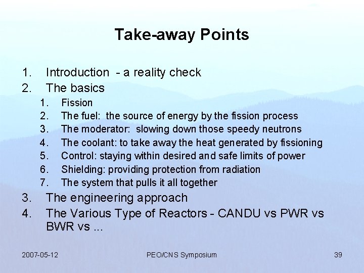 Take-away Points 1. 2. Introduction - a reality check The basics 1. 2. 3.