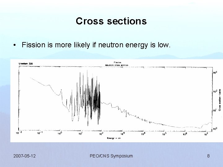 Cross sections • Fission is more likely if neutron energy is low. 2007 -05