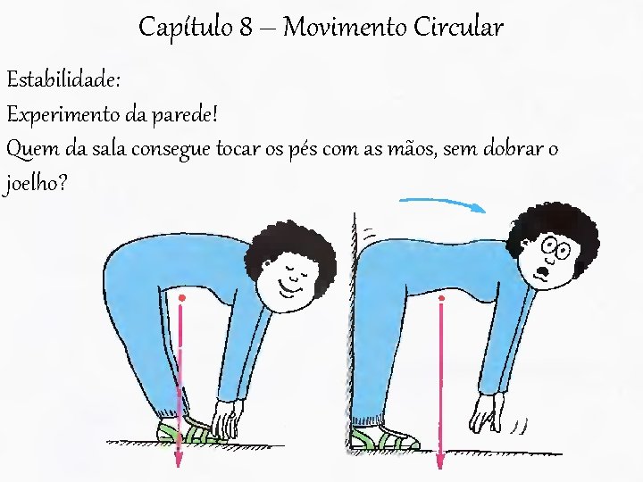 Capítulo 8 – Movimento Circular Estabilidade: Experimento da parede! Quem da sala consegue tocar