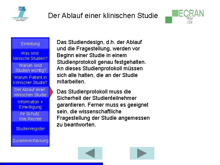 Der Ablauf einer klinischen Studie Einleitung Was sind klinische Studien? Warum sind Studien wichtig?