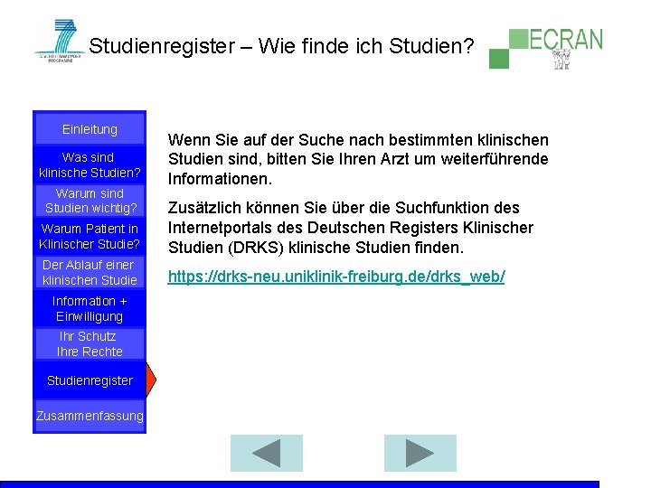 Studienregister – Wie finde ich Studien? Einleitung Was sind klinische Studien? Warum sind Studien