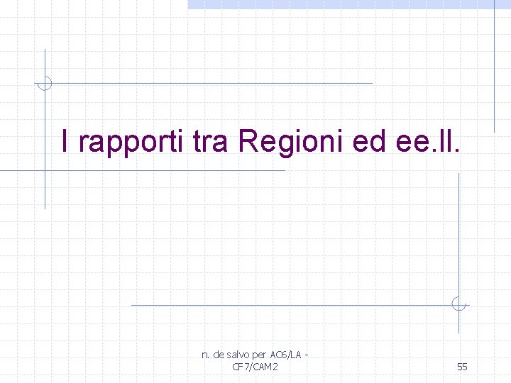 I rapporti tra Regioni ed ee. ll. n. de salvo per AC 6/LA CF