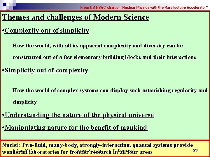 From US-NSAC-charge: “Nuclear Physics with the Rare Isotope Accelerator” Themes and challenges of Modern From US-NSAC-charge: “Nuclear Physics with the Rare Isotope Accelerator” Themes and challenges of Modern