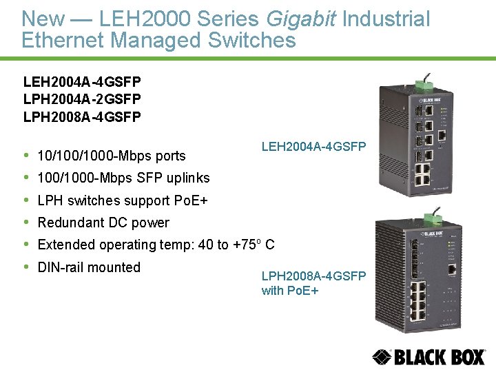 New — LEH 2000 Series Gigabit Industrial Ethernet Managed Switches LEH 2004 A-4 GSFP