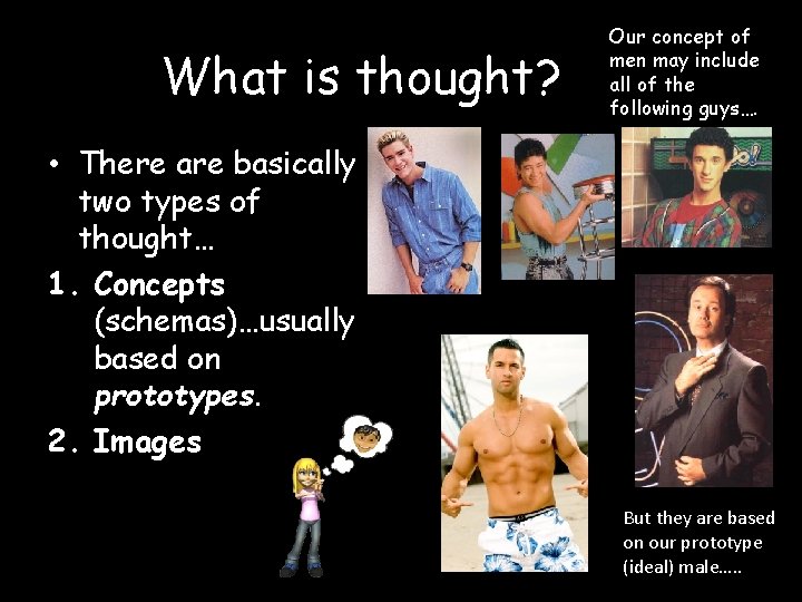 What is thought? Our concept of men may include all of the following guys….