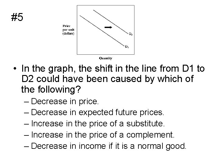 #5 • In the graph, the shift in the line from D 1 to