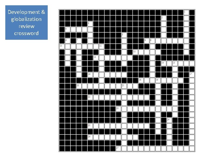 Development & globalization review crossword 