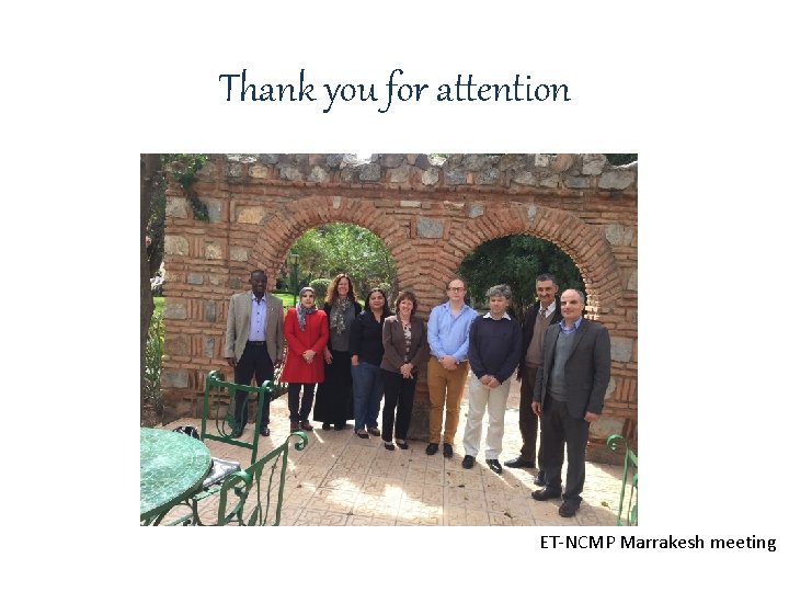 Thank you for attention ET-NCMP Marrakesh meeting 