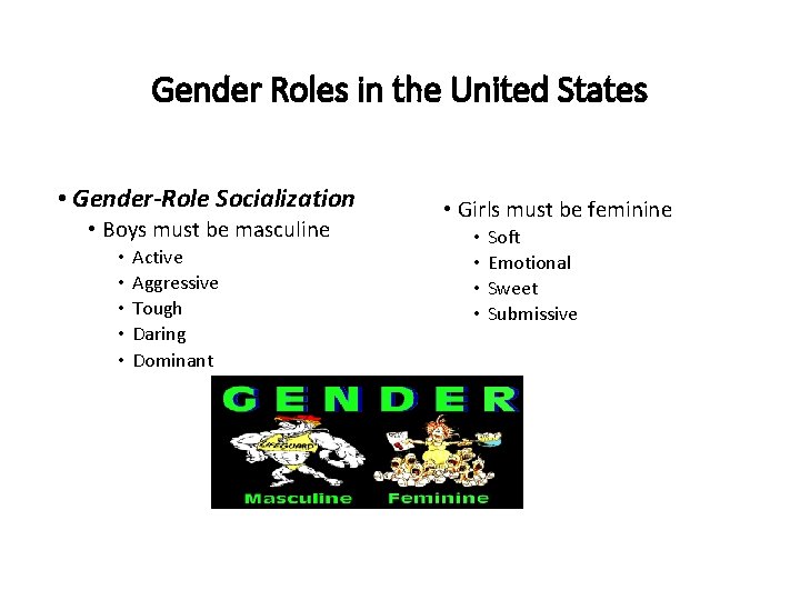 Gender Roles in the United States • Gender-Role Socialization • Boys must be masculine