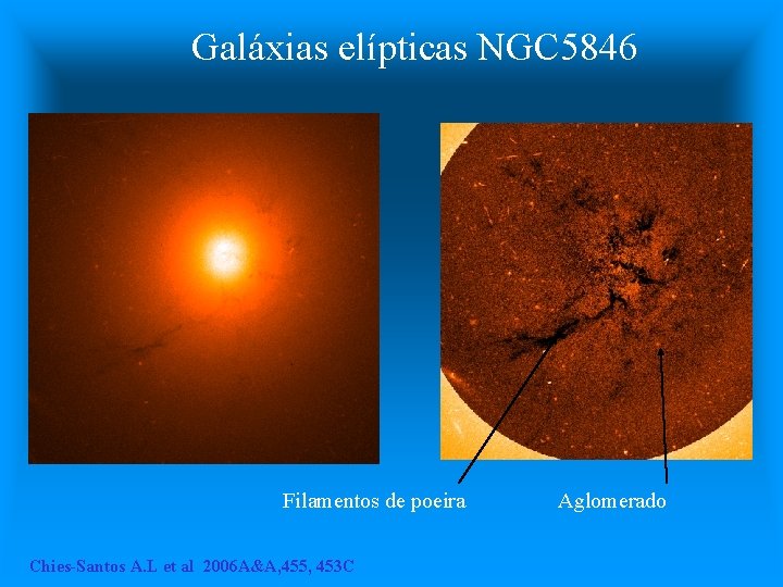 Galáxias elípticas NGC 5846 Filamentos de poeira Chies-Santos A. L et al 2006 A&A,