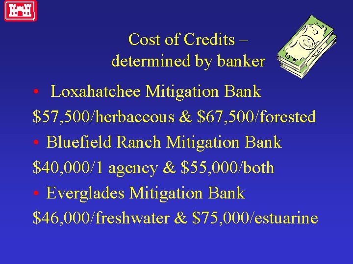 Cost of Credits – determined by banker • Loxahatchee Mitigation Bank $57, 500/herbaceous &