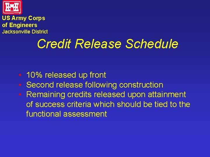 US Army Corps of Engineers Jacksonville District Credit Release Schedule • • • 10%